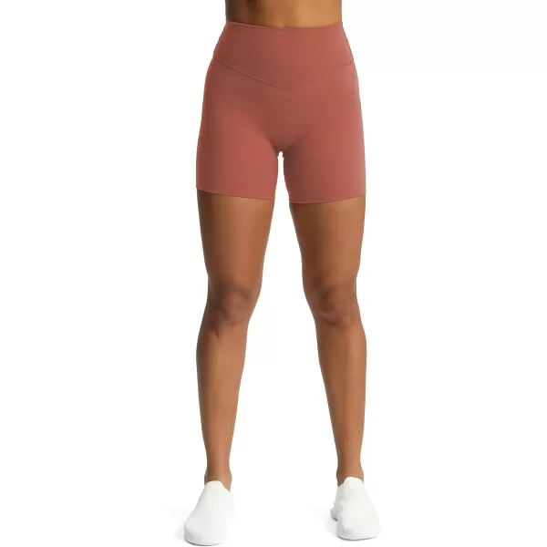 Aoxjox Metamorph Workout Biker Shorts for Women Tummy Control High Waisted Athletic Gym Running Deep V Yoga Shorts 6quotRust Red