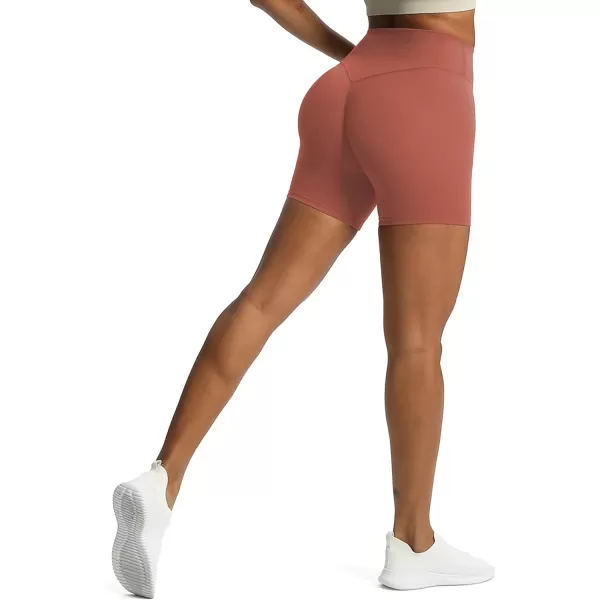 Aoxjox Metamorph Workout Biker Shorts for Women Tummy Control High Waisted Athletic Gym Running Deep V Yoga Shorts 6quotRust Red