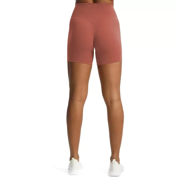 Aoxjox Metamorph Workout Biker Shorts for Women Tummy Control High Waisted Athletic Gym Running Deep V Yoga Shorts 6quotRust Red