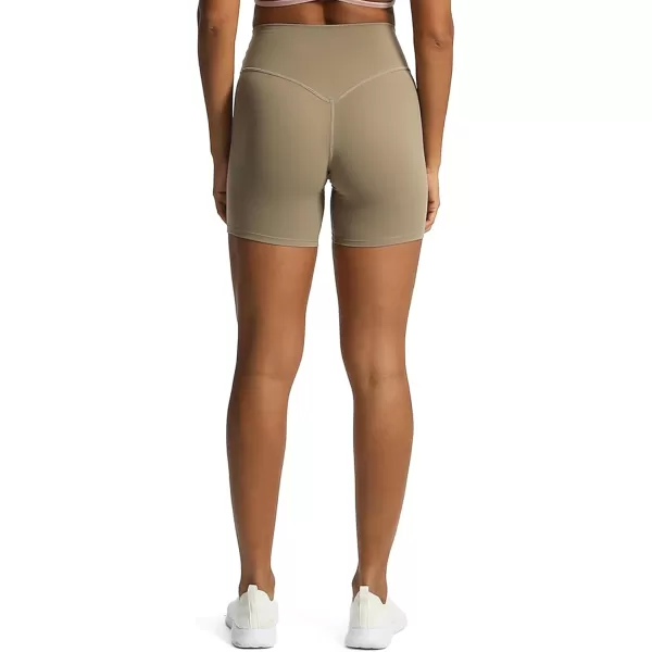 Aoxjox Metamorph Workout Biker Shorts for Women Tummy Control High Waisted Athletic Gym Running Deep V Yoga Shorts 6quotTaupe