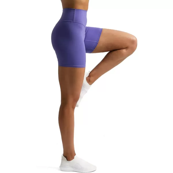 Aoxjox Metamorph Workout Biker Shorts for Women Tummy Control High Waisted Athletic Gym Running Deep V Yoga Shorts 6quotViolet
