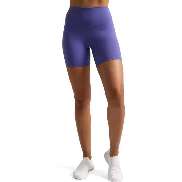 Aoxjox Metamorph Workout Biker Shorts for Women Tummy Control High Waisted Athletic Gym Running Deep V Yoga Shorts 6quotViolet