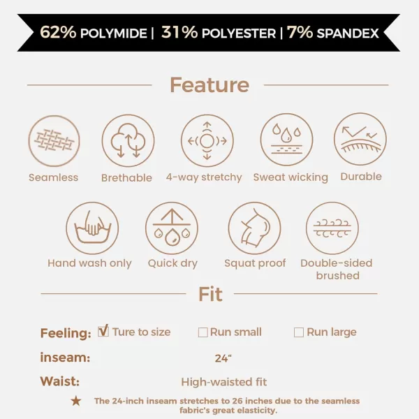 Aoxjox Scrunch Seamless Leggings for Women High Waisted Tummy Control 20 Smile Contour Workout Leggings Yoga Pants 24quotFudge Coffee Marlscrunch