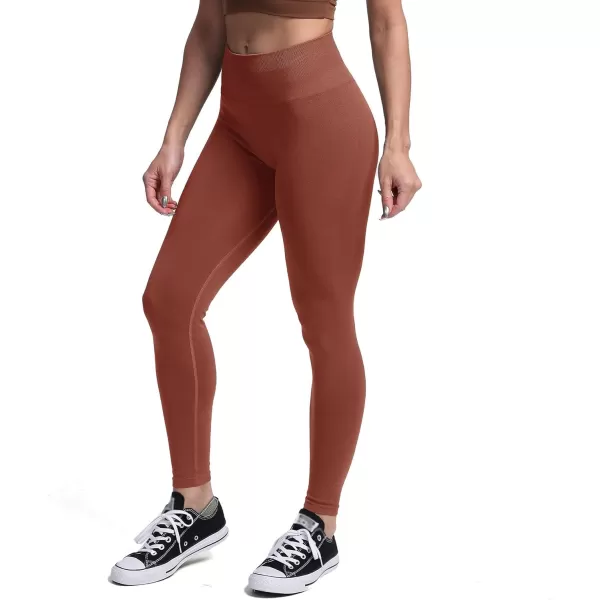 Aoxjox Seamless Scrunch Legging for Women Asset Tummy Control Workout Gym Fitness Sport Active Yoga Pants 22A Butterbrown