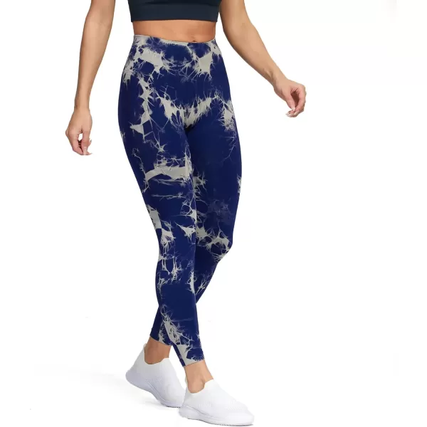 Aoxjox Seamless Scrunch Legging for Women Asset Tummy Control Workout Gym Fitness Sport Active Yoga Pants 22A Splashdye Blue