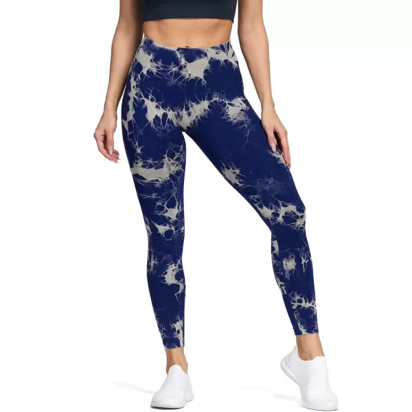 Aoxjox Seamless Scrunch Legging for Women Asset Tummy Control Workout Gym Fitness Sport Active Yoga Pants 22A Splashdye Blue