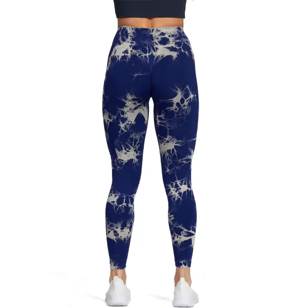 Aoxjox Seamless Scrunch Legging for Women Asset Tummy Control Workout Gym Fitness Sport Active Yoga Pants 22A Splashdye Blue