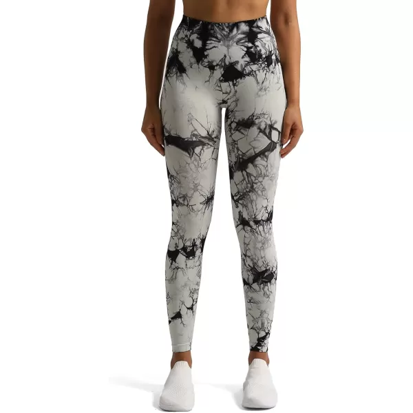 Aoxjox Seamless Scrunch Legging for Women Asset Tummy Control Workout Gym Fitness Sport Active Yoga Pants 22A Tiedye Black
