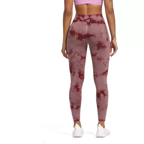 Aoxjox Seamless Scrunch Legging for Women Asset Tummy Control Workout Gym Fitness Sport Active Yoga Pants 22A Tiedye Crimson