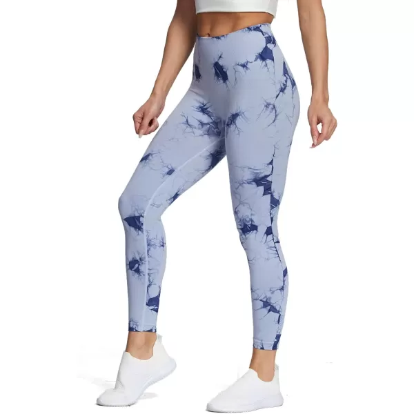 Aoxjox Seamless Scrunch Legging for Women Asset Tummy Control Workout Gym Fitness Sport Active Yoga Pants 22A Tiedye Light Blue