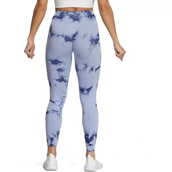 Aoxjox Seamless Scrunch Legging for Women Asset Tummy Control Workout Gym Fitness Sport Active Yoga Pants 22A Tiedye Light Blue