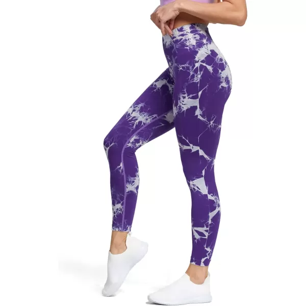 Aoxjox Seamless Scrunch Legging for Women Asset Tummy Control Workout Gym Fitness Sport Active Yoga Pants 22A Tiedye Purple