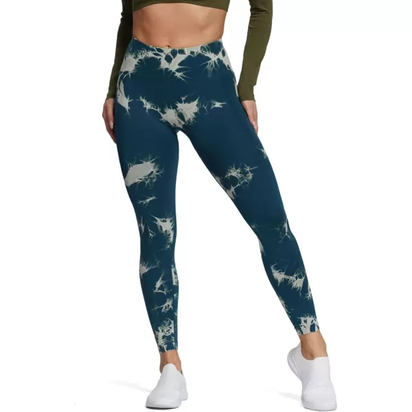 Aoxjox Seamless Scrunch Legging for Women Asset Tummy Control Workout Gym Fitness Sport Active Yoga Pants 22A Tiedye Wave Green