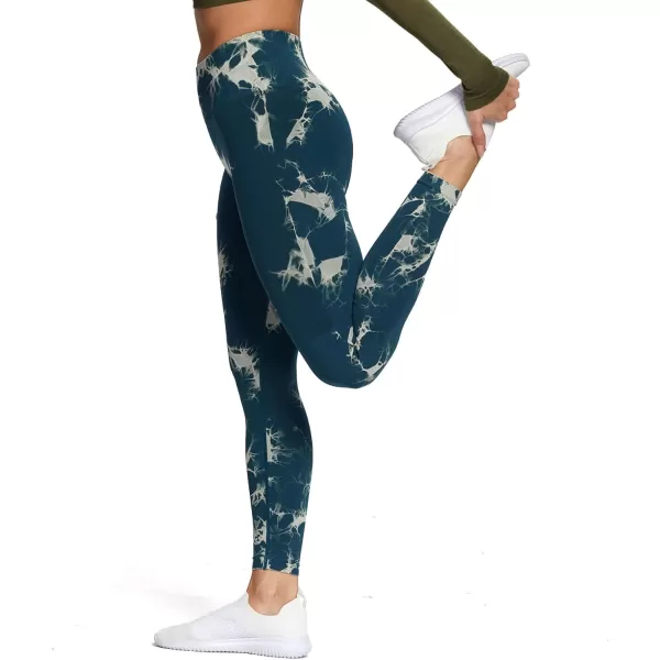 Aoxjox Seamless Scrunch Legging for Women Asset Tummy Control Workout Gym Fitness Sport Active Yoga Pants 22A Tiedye Wave Green