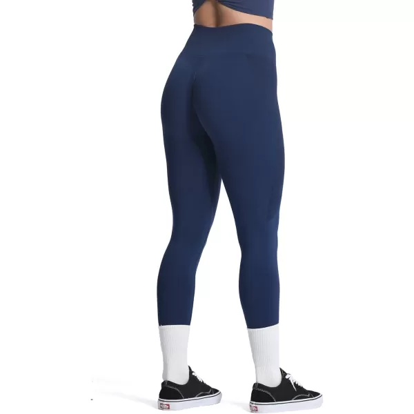 Aoxjox Seamless Scrunch Legging for Women Asset Tummy Control Workout Gym Fitness Sport Active Yoga Pants 22A Tuxedo Navy