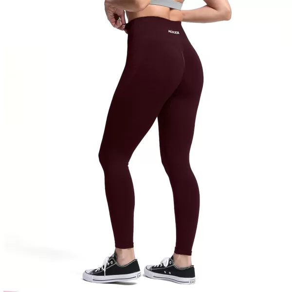 Aoxjox Seamless Scrunch Legging for Women Asset Tummy Control Workout Gym Fitness Sport Active Yoga Pants 22Black Berry Marl With Logo