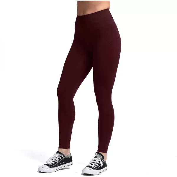 Aoxjox Seamless Scrunch Legging for Women Asset Tummy Control Workout Gym Fitness Sport Active Yoga Pants 22Black Berry Marl With Logo