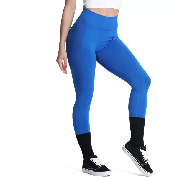 Aoxjox Seamless Scrunch Legging for Women Asset Tummy Control Workout Gym Fitness Sport Active Yoga Pants 22Blue