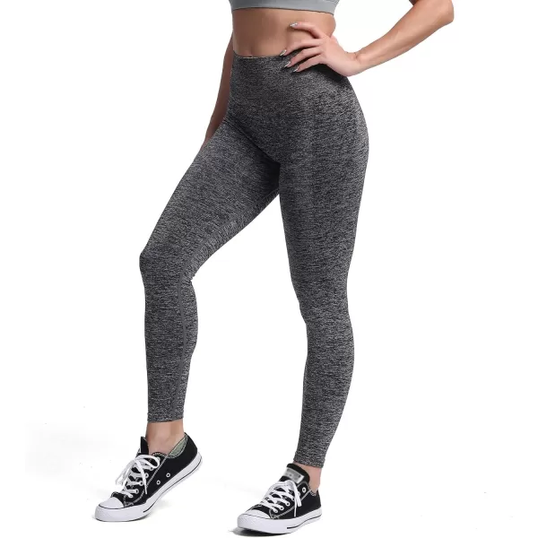 Aoxjox Seamless Scrunch Legging for Women Asset Tummy Control Workout Gym Fitness Sport Active Yoga Pants 22Charcoal Grey Marl With Logo