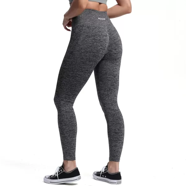 Aoxjox Seamless Scrunch Legging for Women Asset Tummy Control Workout Gym Fitness Sport Active Yoga Pants 22Charcoal Grey Marl With Logo