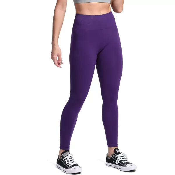 Aoxjox Seamless Scrunch Legging for Women Asset Tummy Control Workout Gym Fitness Sport Active Yoga Pants 22Petunia Purple With Logo