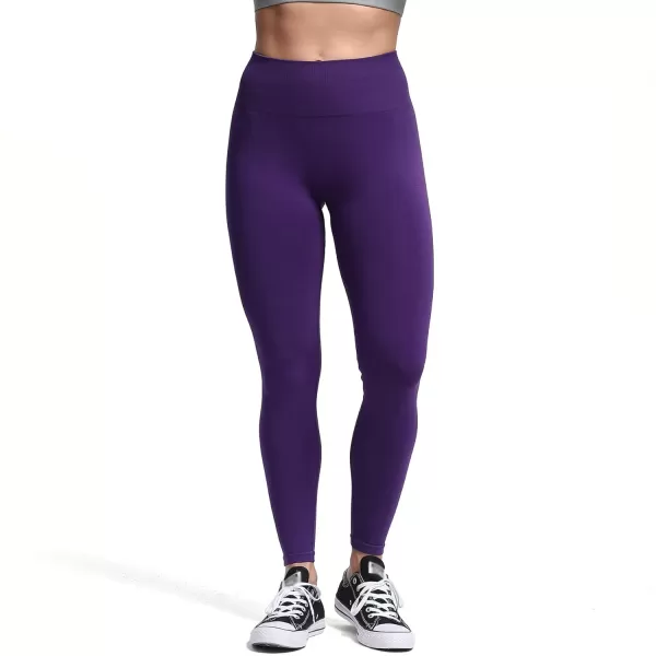 Aoxjox Seamless Scrunch Legging for Women Asset Tummy Control Workout Gym Fitness Sport Active Yoga Pants 22Petunia Purple With Logo