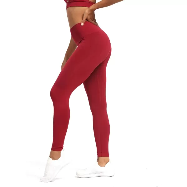 Aoxjox Seamless Scrunch Legging for Women Asset Tummy Control Workout Gym Fitness Sport Active Yoga Pants 22Rumba Red