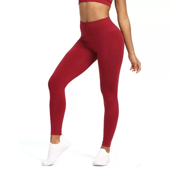Aoxjox Seamless Scrunch Legging for Women Asset Tummy Control Workout Gym Fitness Sport Active Yoga Pants 22Rumba Red