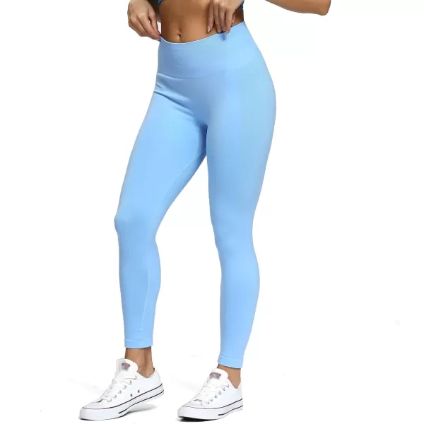 Aoxjox Seamless Scrunch Legging for Women Asset Tummy Control Workout Gym Fitness Sport Active Yoga Pants 22Sky Blue Not Squat Proof  But Cute