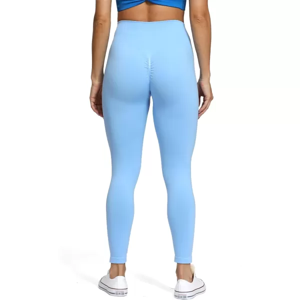 Aoxjox Seamless Scrunch Legging for Women Asset Tummy Control Workout Gym Fitness Sport Active Yoga Pants 22Sky Blue Not Squat Proof  But Cute