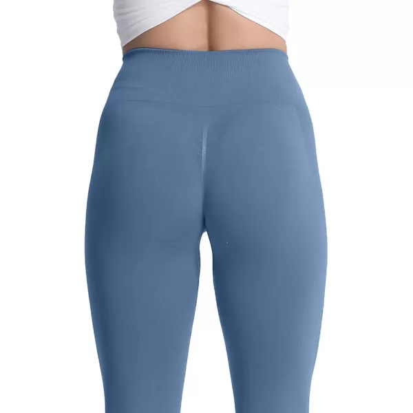 Aoxjox Seamless Scrunch Legging for Women Asset Tummy Control Workout Gym Fitness Sport Active Yoga Pants 22Steel Blue Not Squat Proof  But Cute