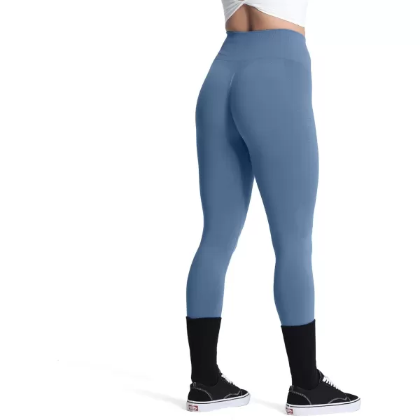 Aoxjox Seamless Scrunch Legging for Women Asset Tummy Control Workout Gym Fitness Sport Active Yoga Pants 22Steel Blue Not Squat Proof  But Cute