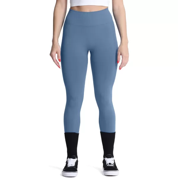 Aoxjox Seamless Scrunch Legging for Women Asset Tummy Control Workout Gym Fitness Sport Active Yoga Pants 22Steel Blue Not Squat Proof  But Cute