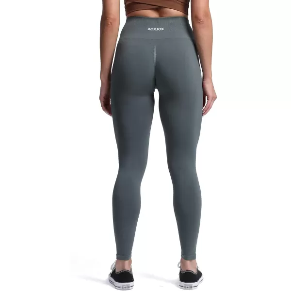 Aoxjox Seamless Scrunch Legging for Women Asset Tummy Control Workout Gym Fitness Sport Active Yoga Pants 22Steel With Logo