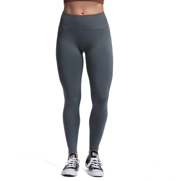 Aoxjox Seamless Scrunch Legging for Women Asset Tummy Control Workout Gym Fitness Sport Active Yoga Pants 22Steel With Logo