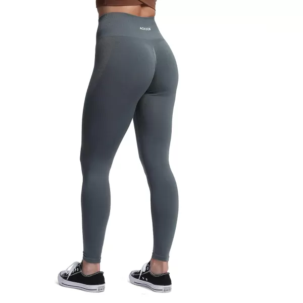 Aoxjox Seamless Scrunch Legging for Women Asset Tummy Control Workout Gym Fitness Sport Active Yoga Pants 22Steel With Logo