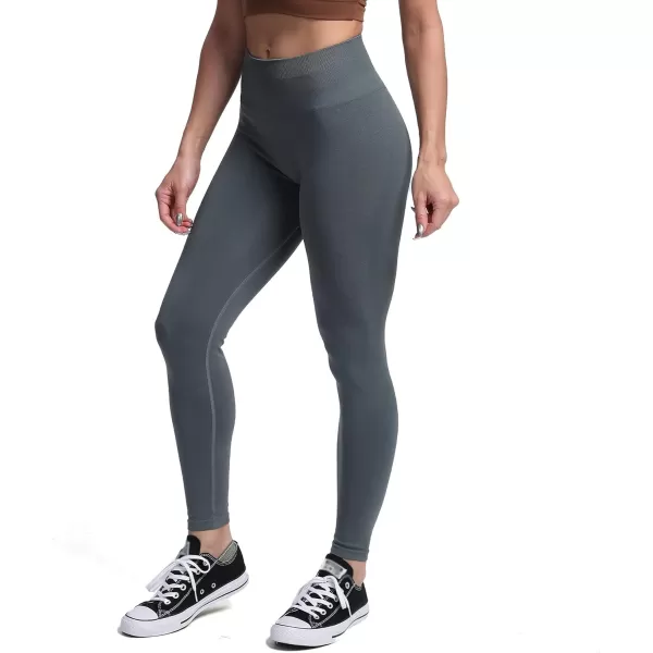 Aoxjox Seamless Scrunch Legging for Women Asset Tummy Control Workout Gym Fitness Sport Active Yoga Pants 22Steel With Logo