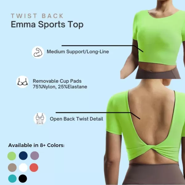 Aoxjox Short Sleeve Crop Tops for Women Emma Backless Twist Back Workout Crop T Shirt TopFudge Coffee
