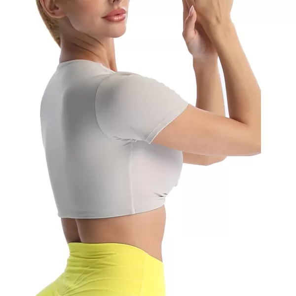Aoxjox Short Sleeve Crop Tops for Women Sienna Twist Deep V Workout Crop T Shirt TopMink