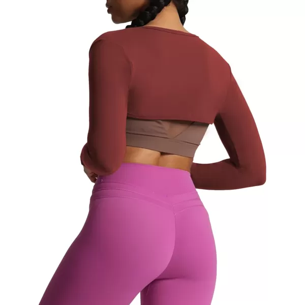 Aoxjox Womens Long Sleeve Open Front Bolero Shrug Crop Top CardiganBurgundy Reddish Brown