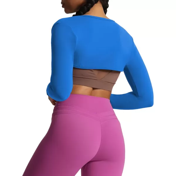 Aoxjox Womens Long Sleeve Open Front Bolero Shrug Crop Top CardiganDirectoire Blue