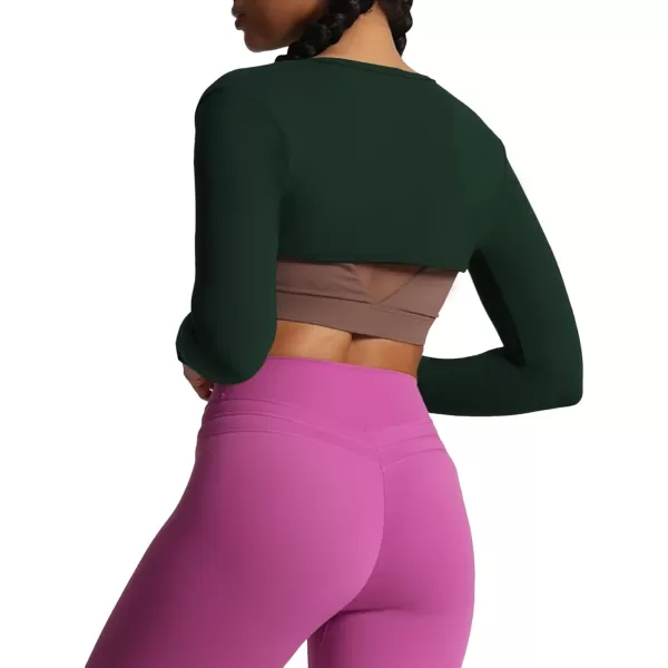 Aoxjox Womens Long Sleeve Open Front Bolero Shrug Crop Top CardiganForest Green Deep Depths Green