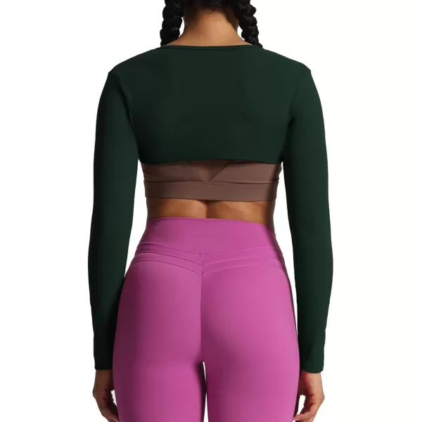 Aoxjox Womens Long Sleeve Open Front Bolero Shrug Crop Top CardiganForest Green Deep Depths Green