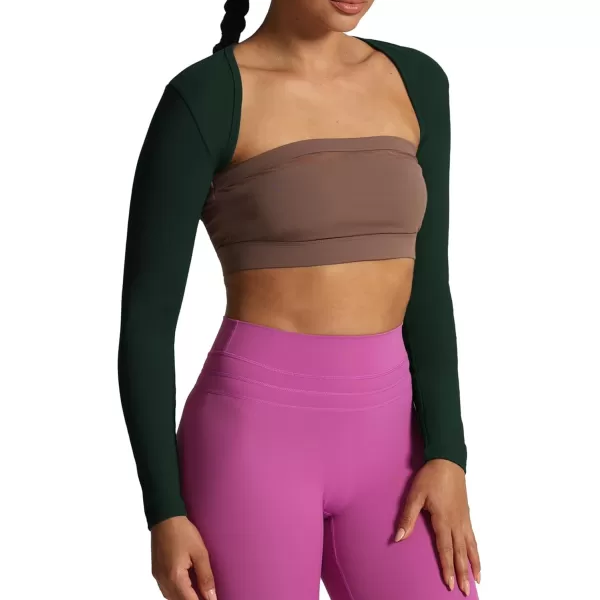 Aoxjox Womens Long Sleeve Open Front Bolero Shrug Crop Top CardiganForest Green Deep Depths Green