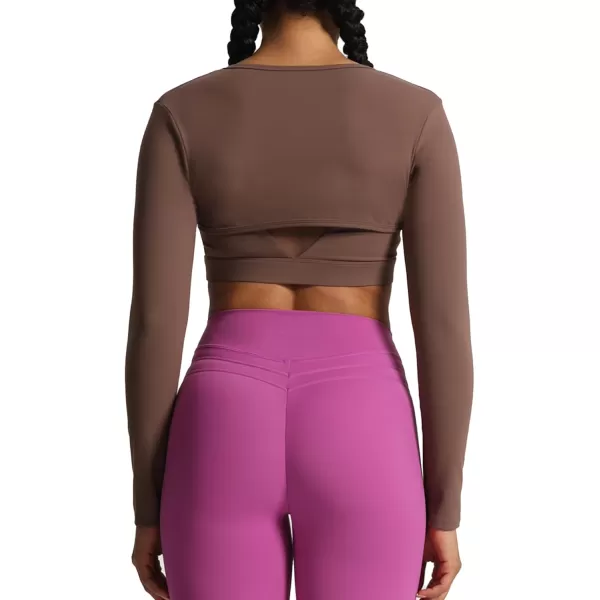 Aoxjox Womens Long Sleeve Open Front Bolero Shrug Crop Top CardiganFudge Coffee