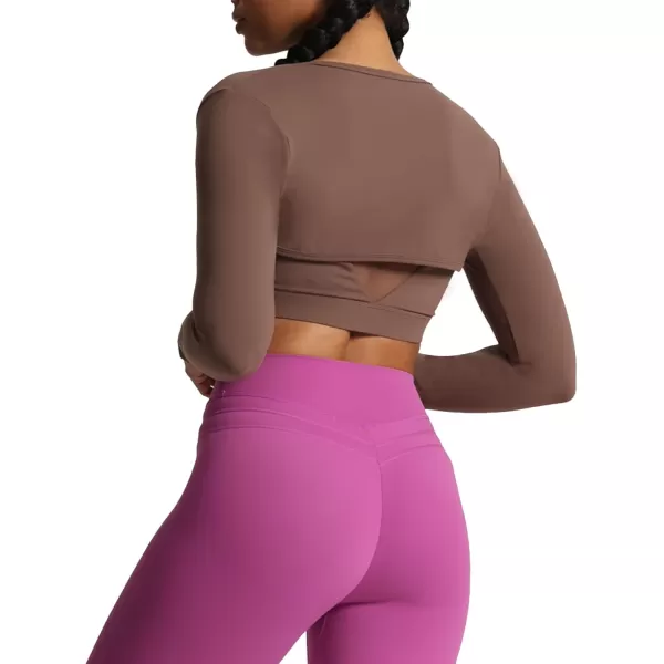 Aoxjox Womens Long Sleeve Open Front Bolero Shrug Crop Top CardiganFudge Coffee