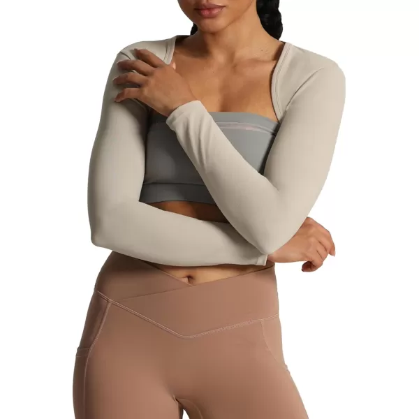 Aoxjox Womens Long Sleeve Open Front Bolero Shrug Crop Top CardiganMink