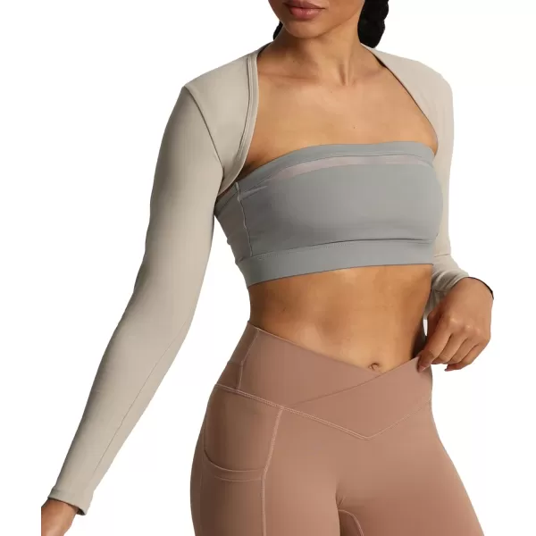Aoxjox Womens Long Sleeve Open Front Bolero Shrug Crop Top CardiganMink