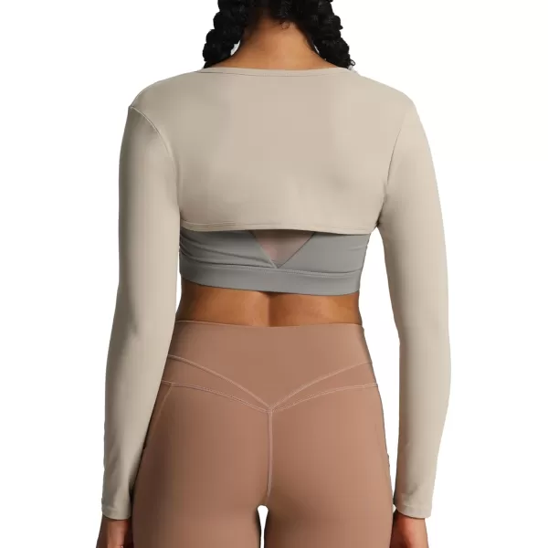 Aoxjox Womens Long Sleeve Open Front Bolero Shrug Crop Top CardiganMink