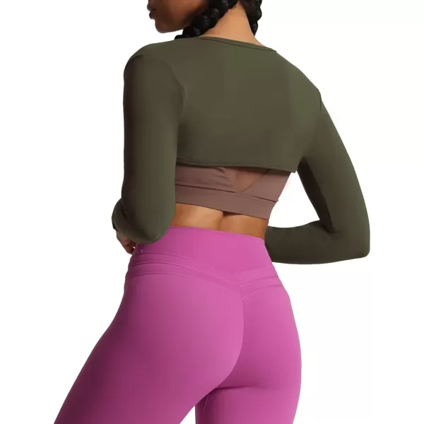 Aoxjox Womens Long Sleeve Open Front Bolero Shrug Crop Top CardiganOlive Green